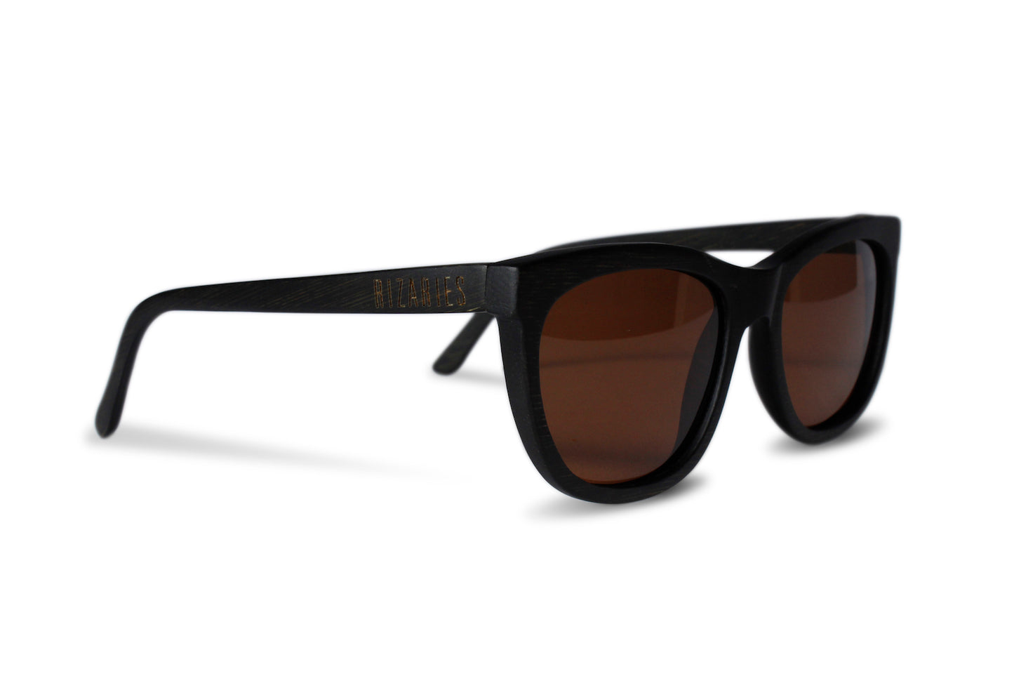 Round Black Bamboo Wood Sunglasses