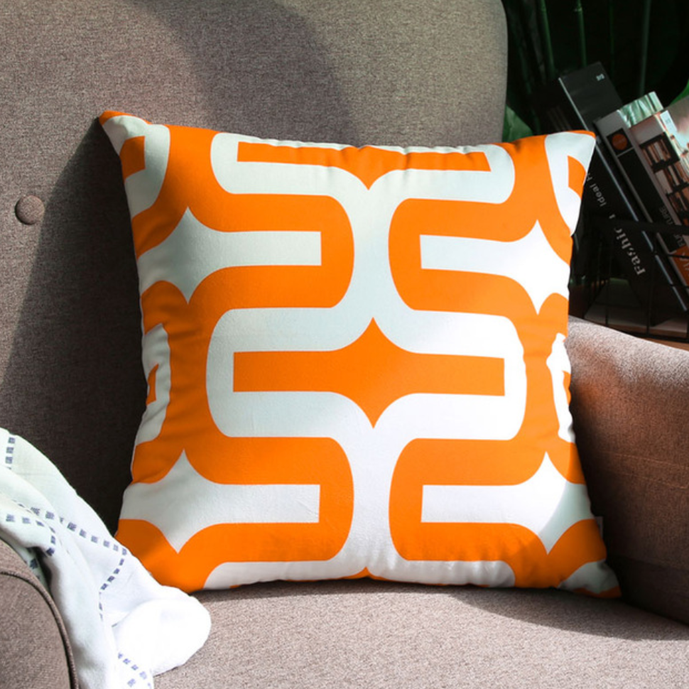 Super Soft Orange & White Cushion Cover