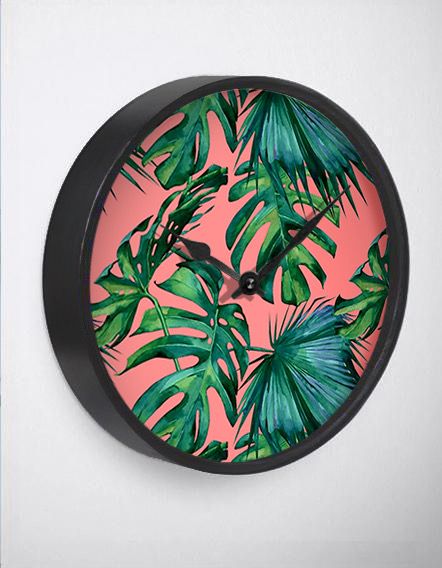 Pink Tropical Wall Clock