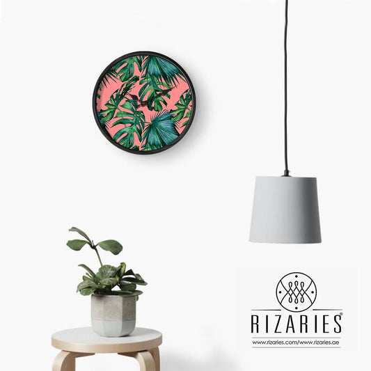 Pink Tropical Wall Clock