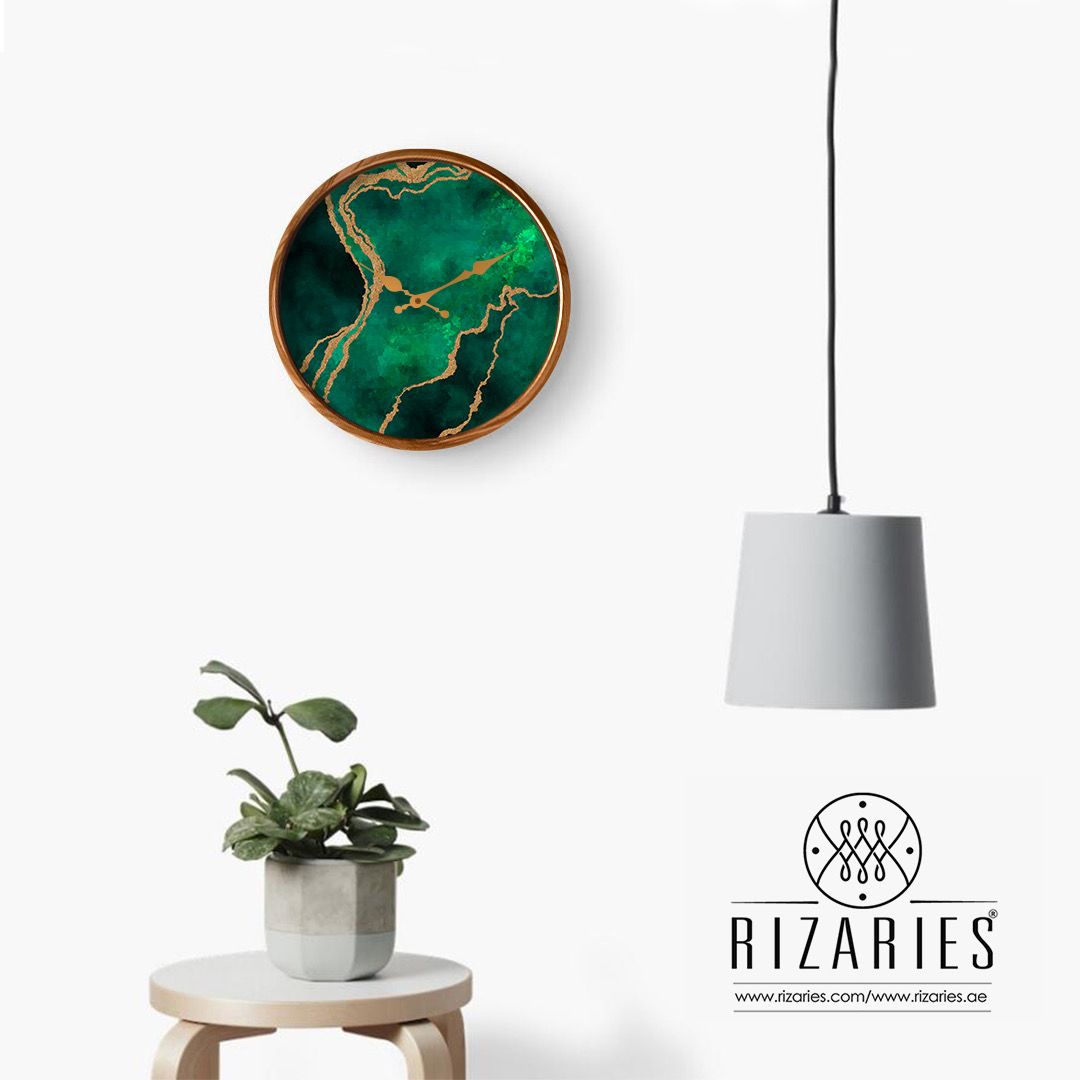 Green Abstract Wall Clock