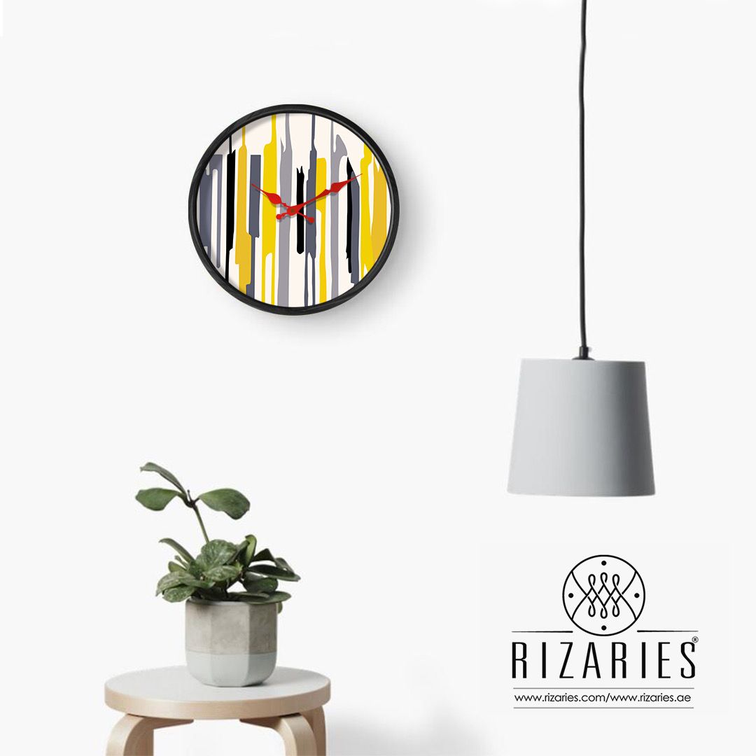 Yellow Lines Wall Clock