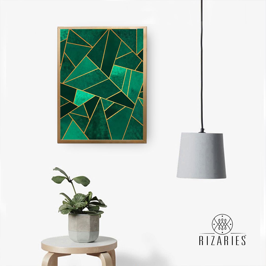 Green Geometric Canvas Painting