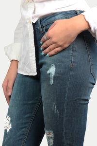 Thumbnail for Zipped Mid Rise Skinny Denim Jeans