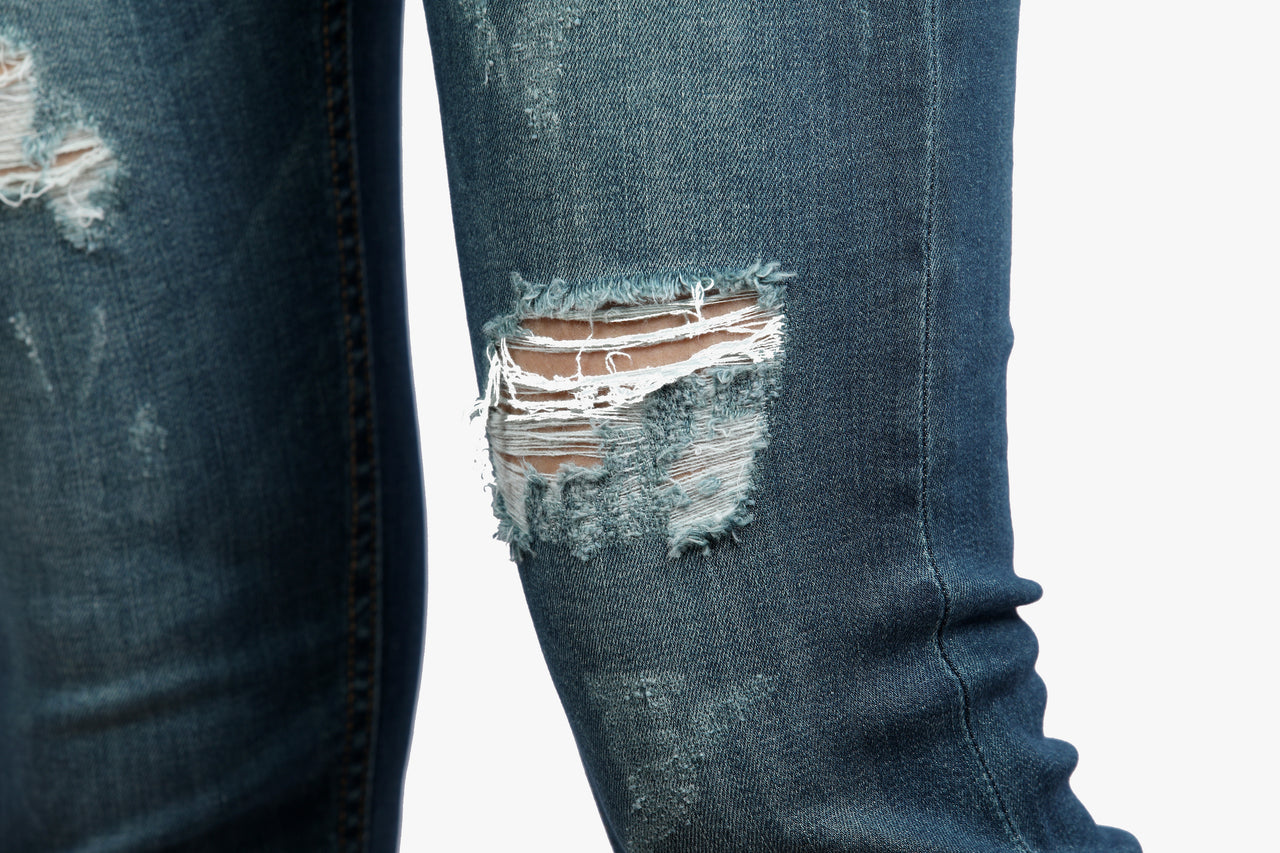 Zipped Mid Rise Skinny Denim Jeans