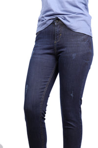 Thumbnail for Asymmetric Hems Dark Blue Mid Rise Denim Jeans