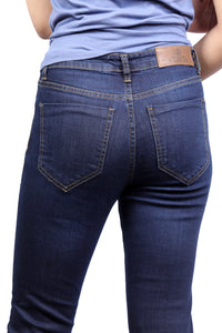 Thumbnail for Asymmetric Hems Dark Blue Mid Rise Denim Jeans