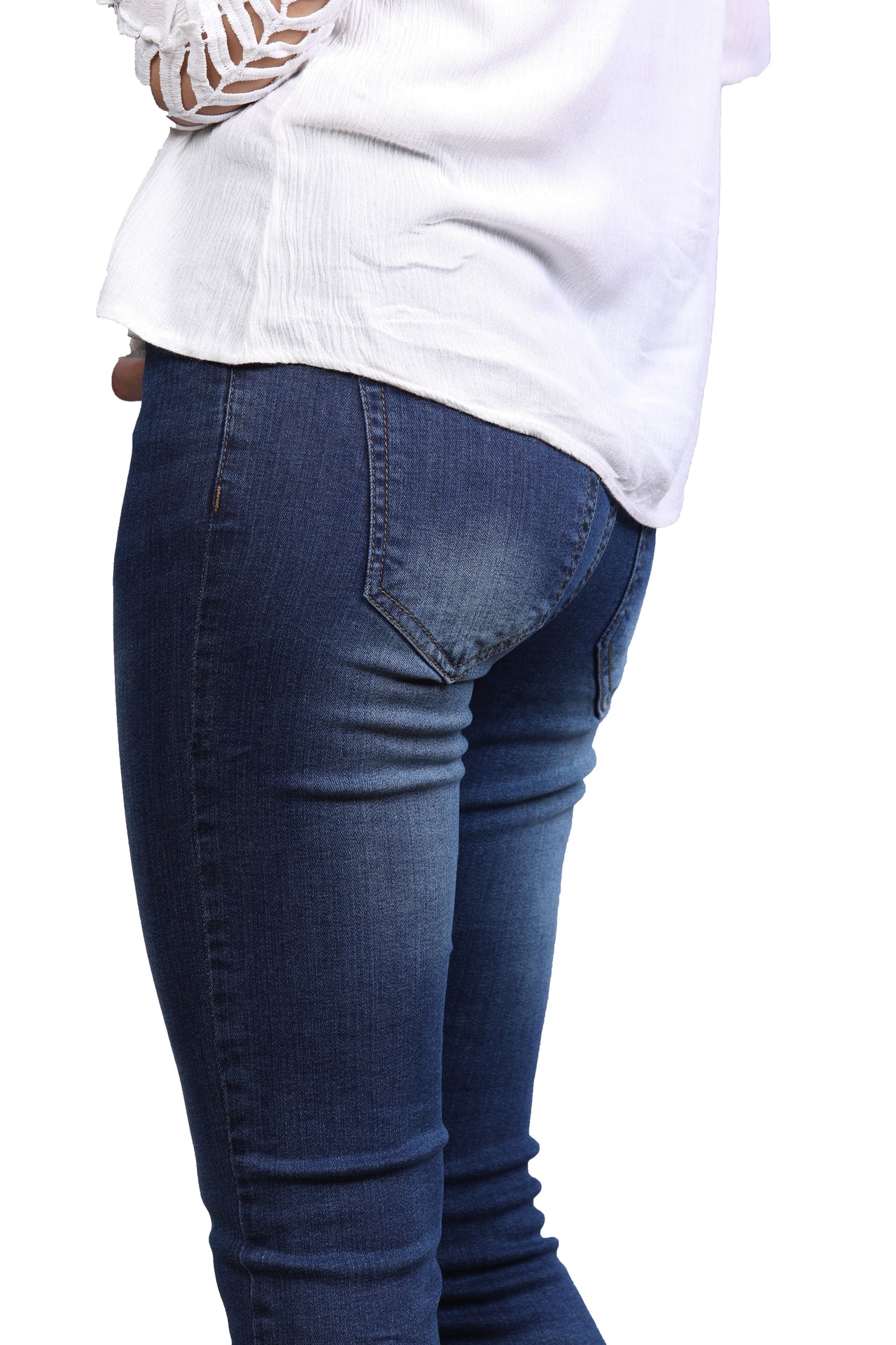 Ripped Detailing Blue Mid Rise Skinny Denim Jeans