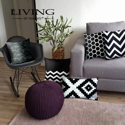 SuperSoft Black & White Abstract Geometric Rectangle