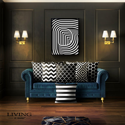 Black & White Geo 3D Handmade Canvas Painting