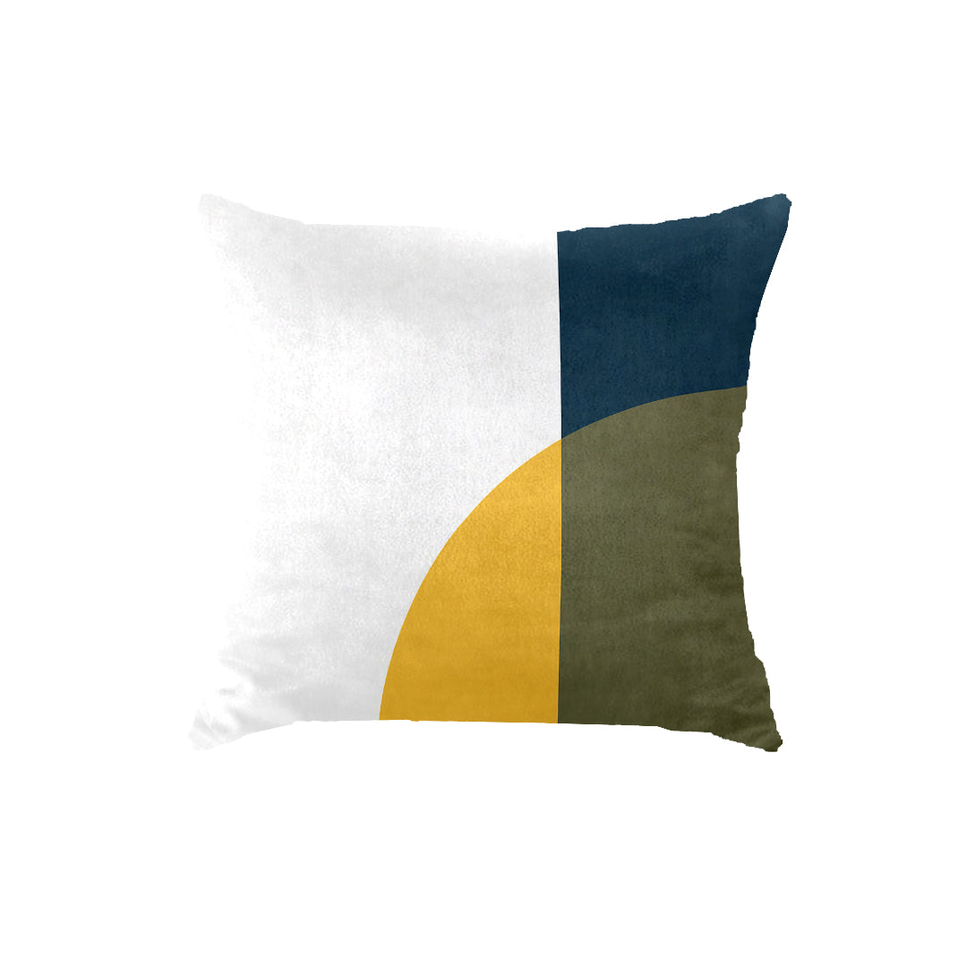 SuperSoft Navy Mustard White Rounds Throw Pillow