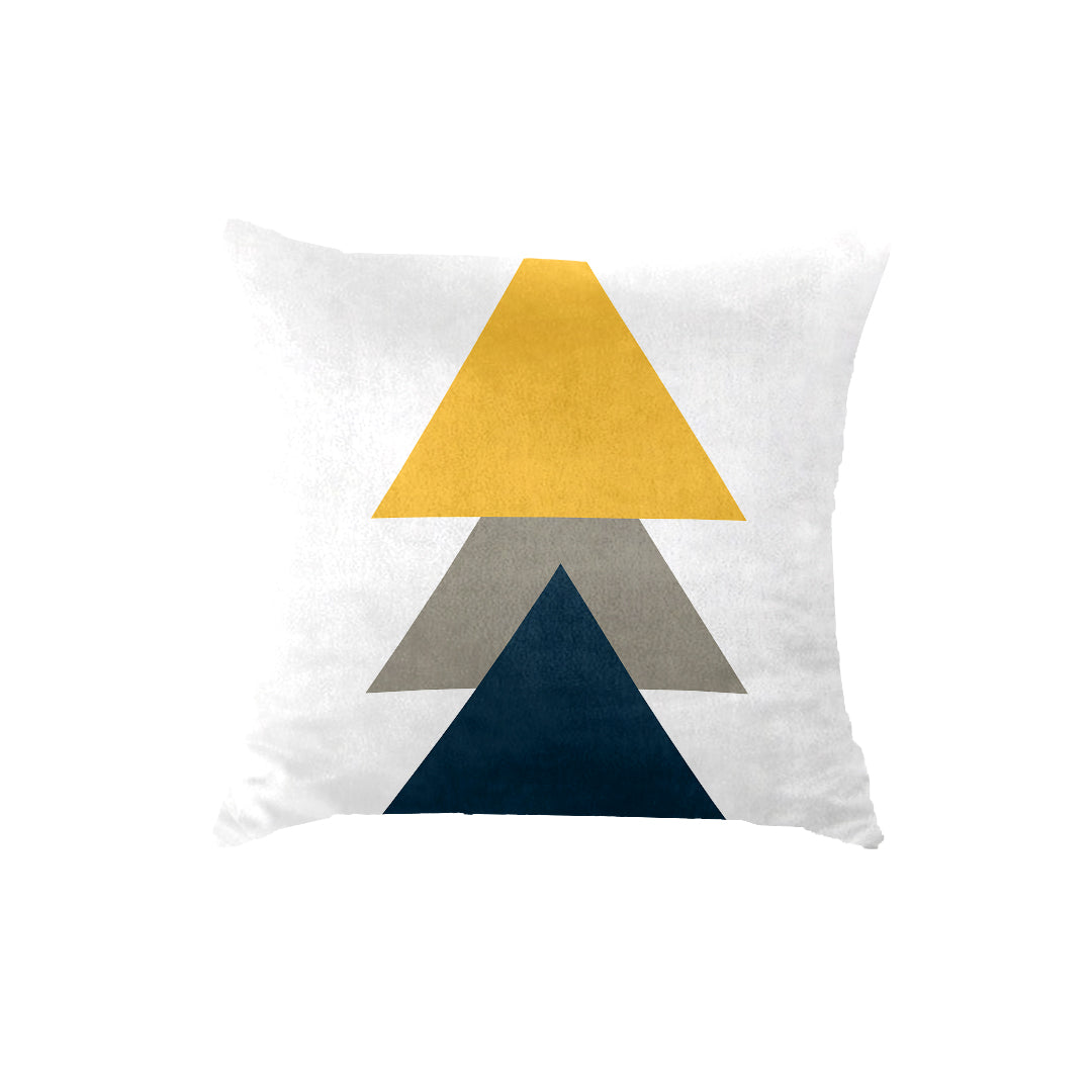 SuperSoft Navy Mustard Grey Triangle Throw Pillow
