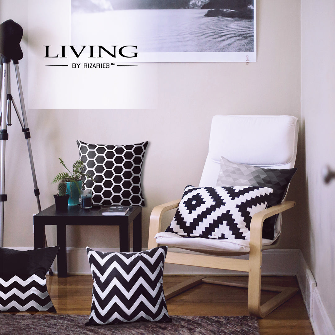 SuperSoft Black & White Abstract Geometric Rectangle