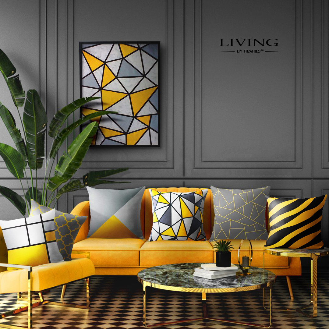 Yellow Geometric Canvas Painting