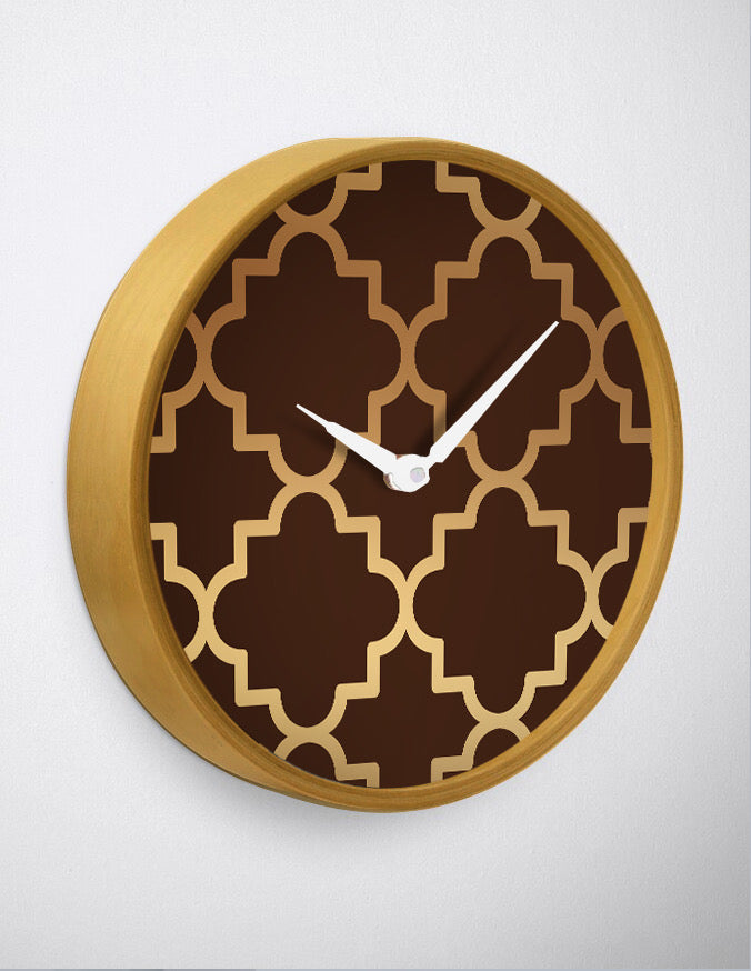 Brown Quatrefoil Wall Clock