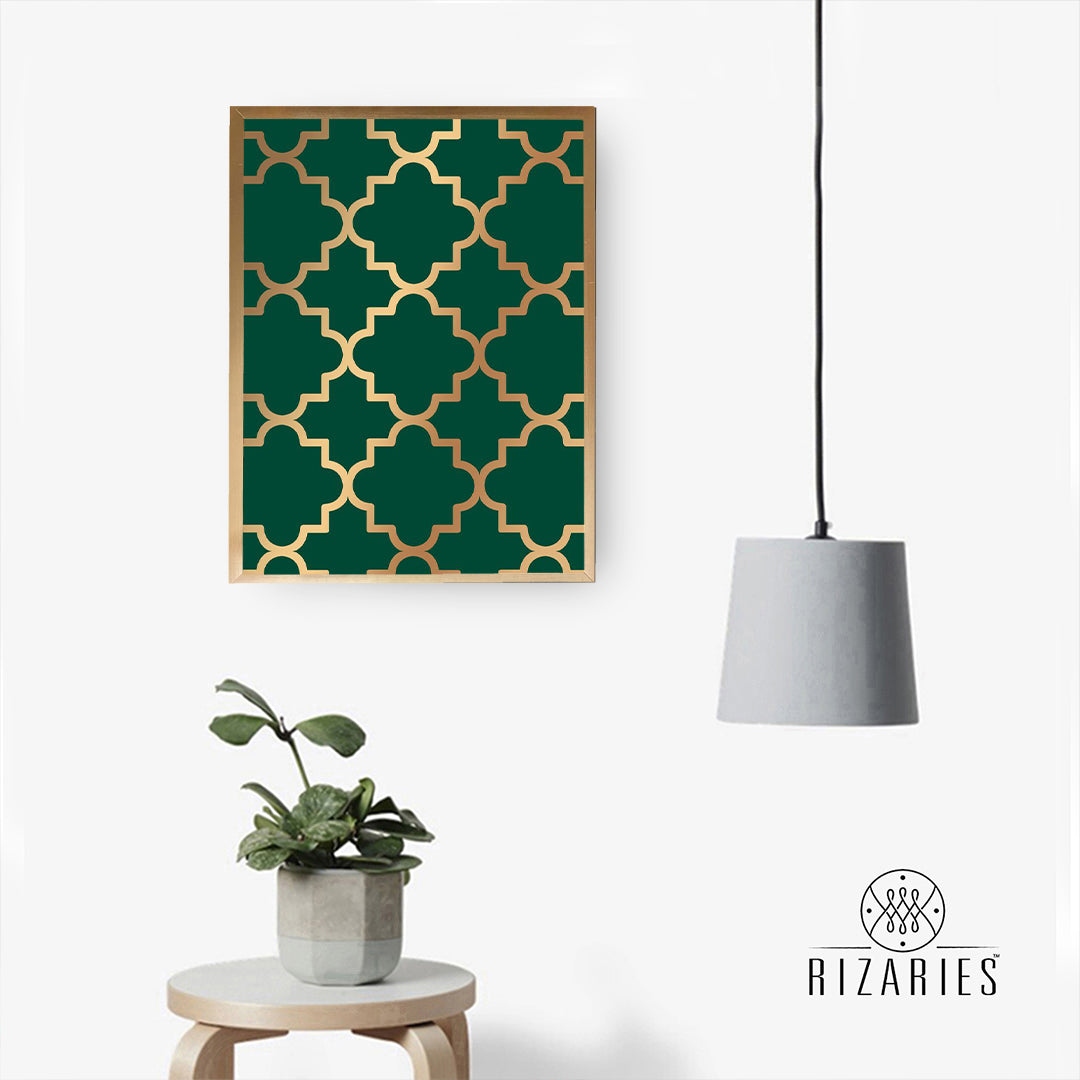 Green Quatrefoil Handmade Canvas Painting