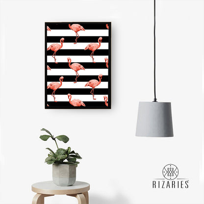 Pink Flamingo Pattern Handmade Canvas Painting