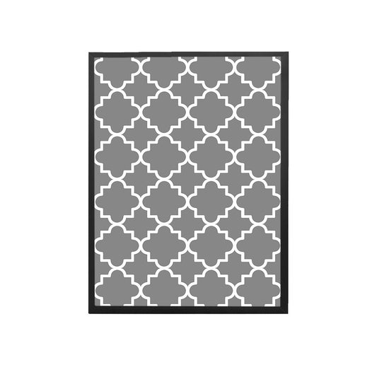 Grey & White Quatrefoil Handmade Canvas Painting