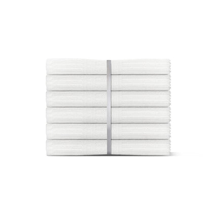 Stripe White Hand Towel Set Pack of 6