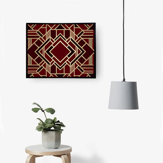 Maroon & Gold Geo Handmade Canvas Painting