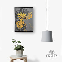 Thumbnail for Tropical Leaves Grey Handmade Canvas Painting