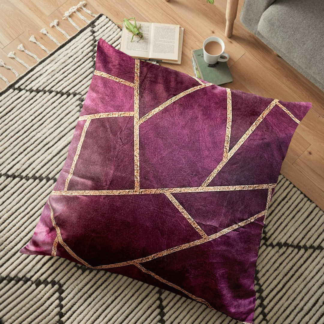 (26"x26") Supersoft Purple Geo FLOOR Cushion Cover