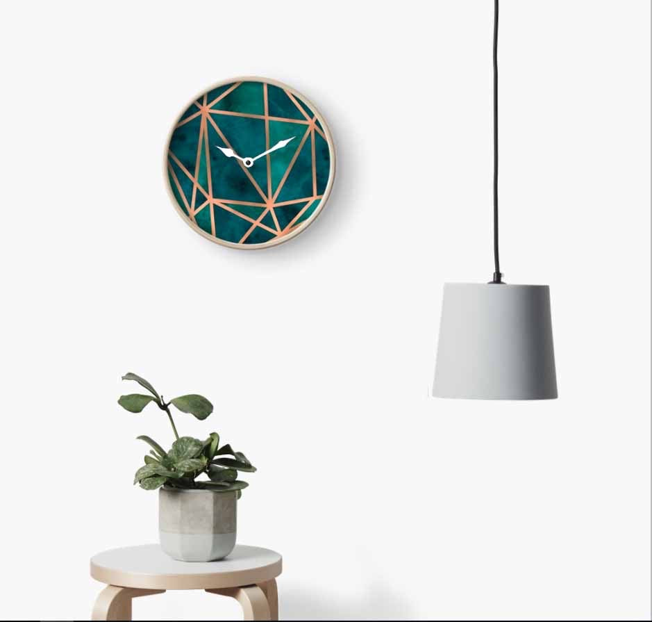 Copper & Emerald Geo Wall Clock