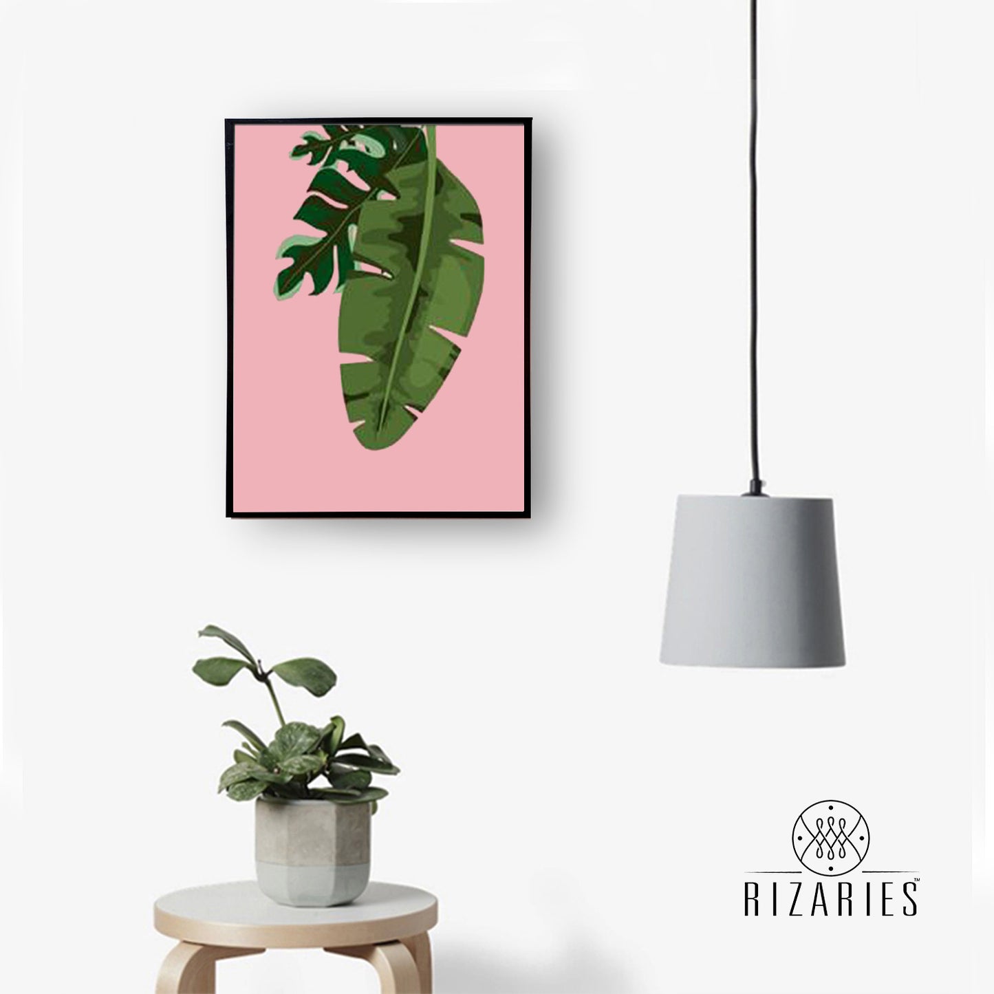 Tropical Leaves Pink 2 Handmade Canvas Painting