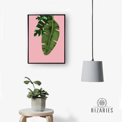 Tropical Leaves Pink 2 Handmade Canvas Painting