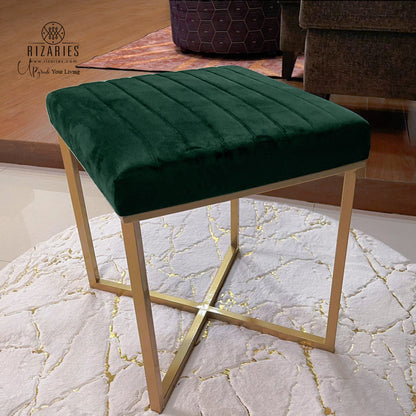 Soft Modern Square Ottoman With Metal Legs