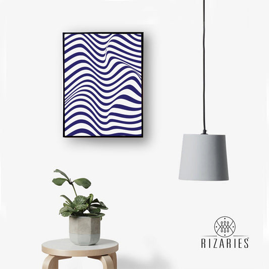 Navy White 3D Handmade Canvas Painting