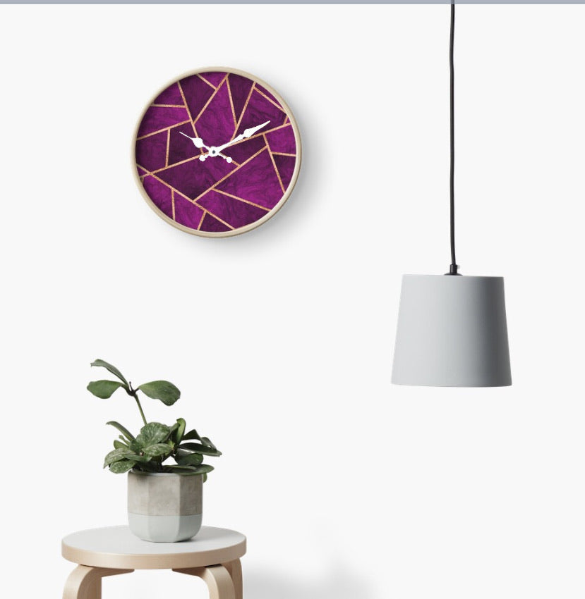 Purple Geometric Wall Clock