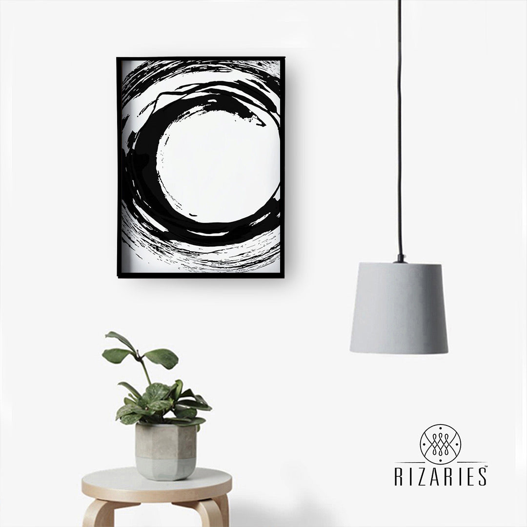 Black & White Abstract Handmade Canvas Painting