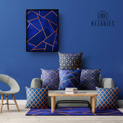 Navy & Copper Geo Canvas Painting