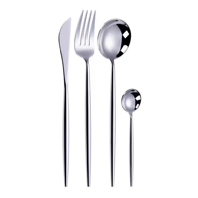 Modern Full Shiny Silver Cutlery Set