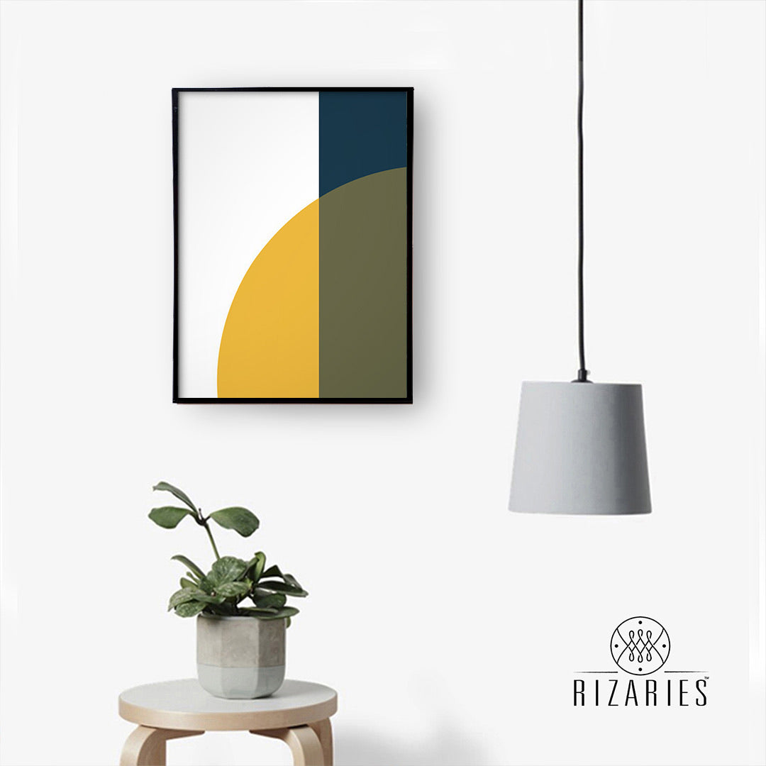Navy & Mustard Abstract Canvas Painting
