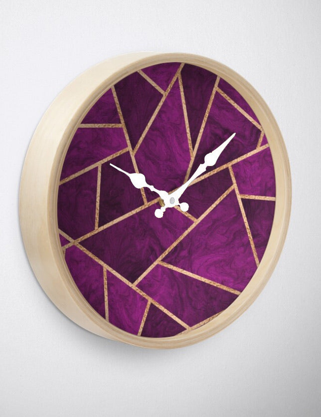 Purple Geometric Wall Clock
