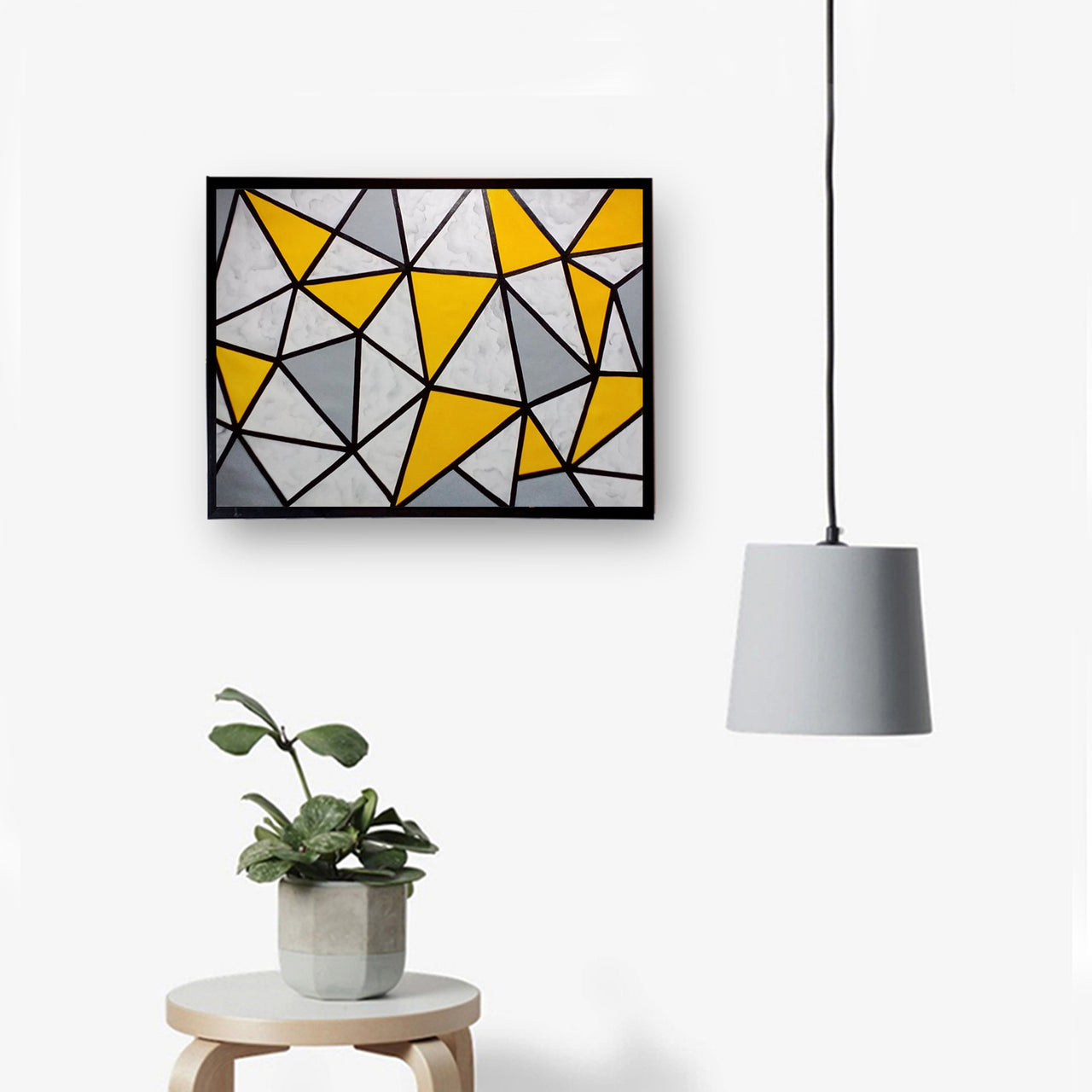 Yellow Geometric Canvas Painting
