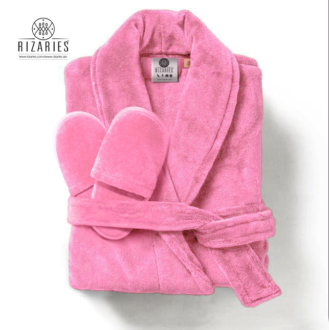 Velour Bathrobe and Slippers Set