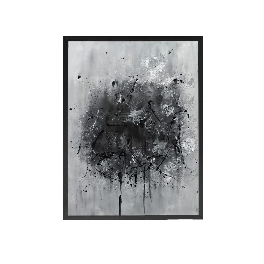Grey Black Splash Canvas Painting
