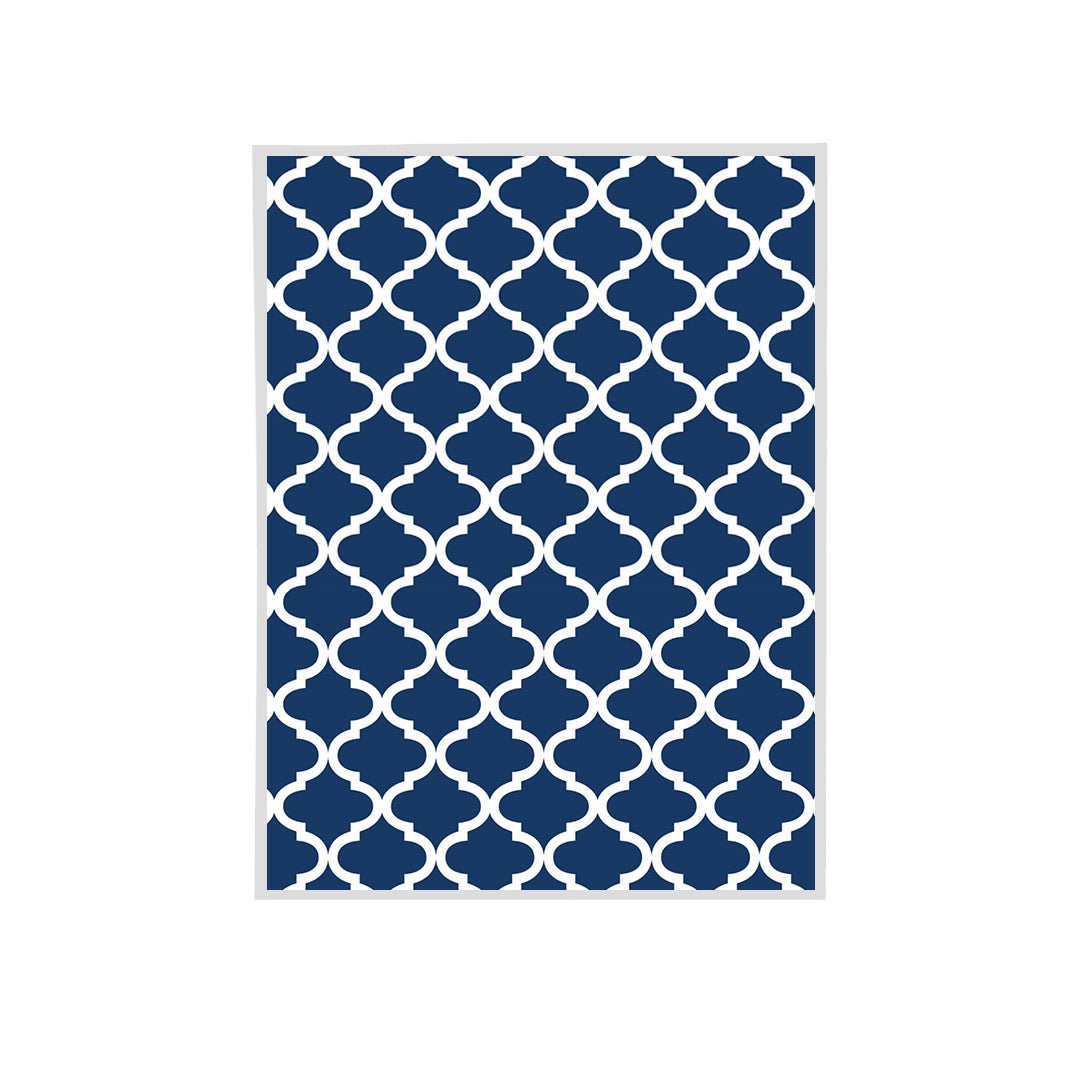 Blue Quatrefoil Handmade Canvas Painting