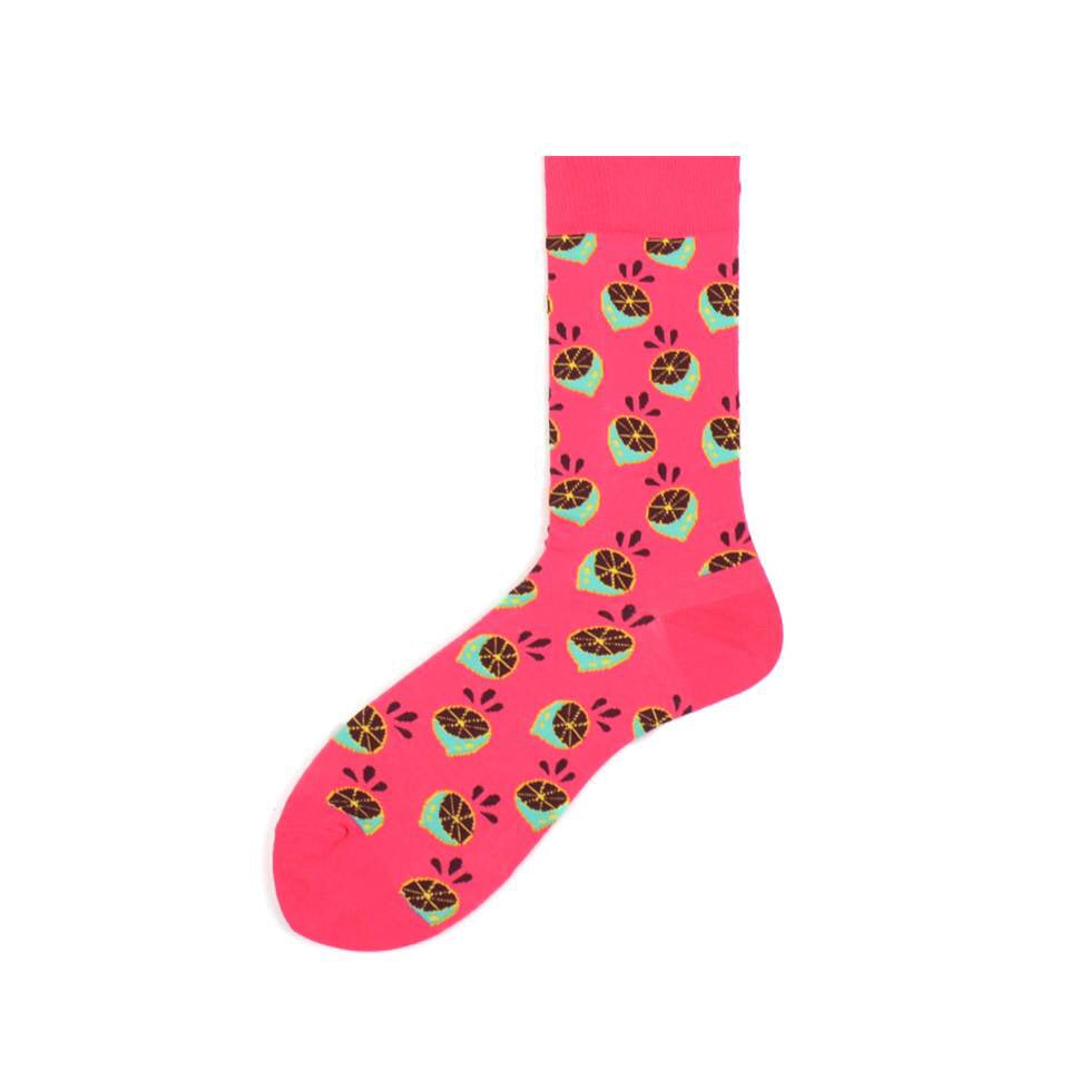 Pink Oranges Crazy Socks