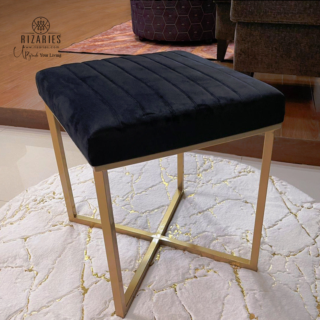 Soft Modern Square Ottoman With Metal Legs