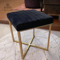 Thumbnail for Soft Modern Square Ottoman With Metal Legs