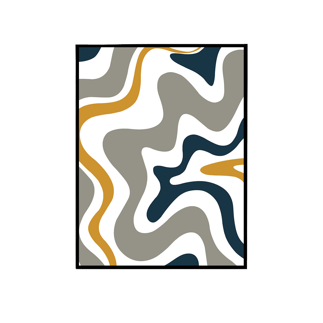 Navy & Yellow, Grey Abstract Canvas Painting