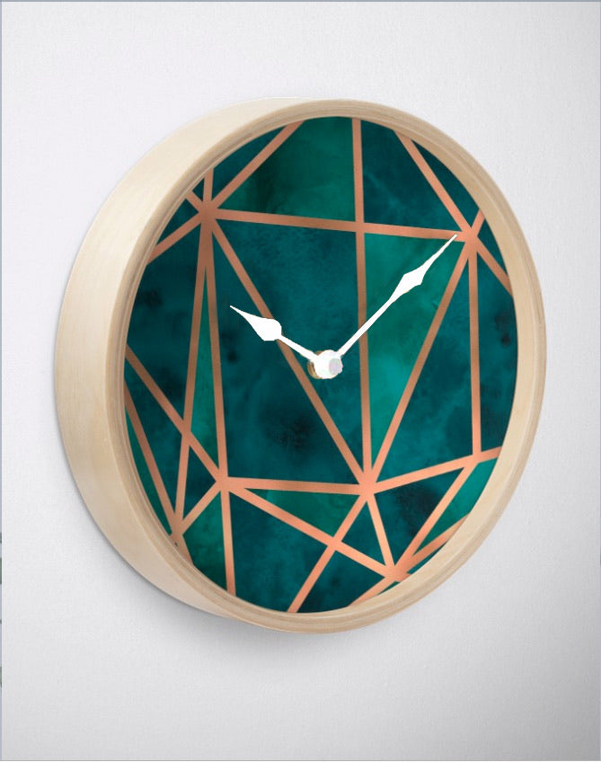 Copper & Emerald Geo Wall Clock