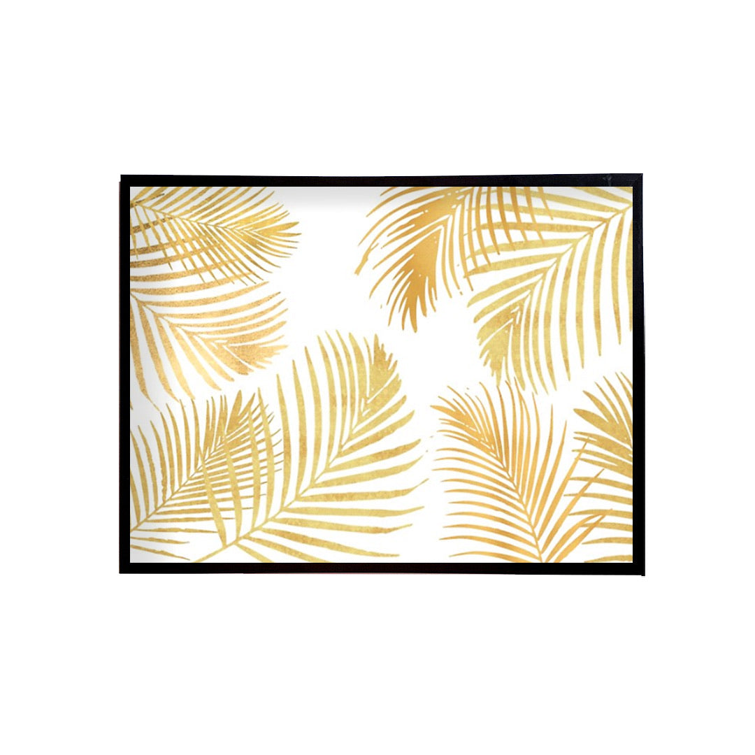 Gold Leaves on White Canvas Painting