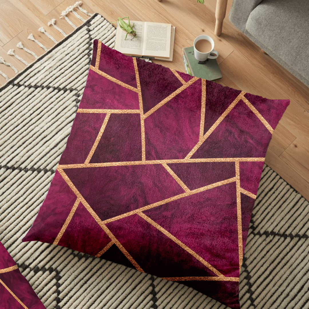 (26"x26") Supersoft Magenta Geo FLOOR Cushion Cover