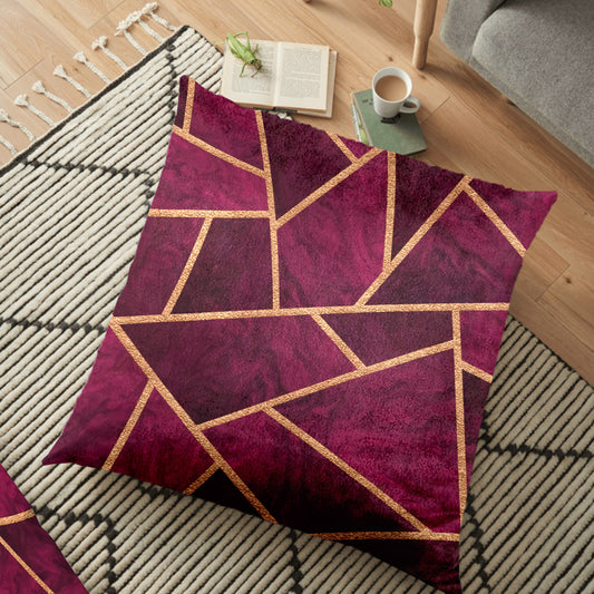 (26"x26") Supersoft Magenta Geo FLOOR Cushion Cover