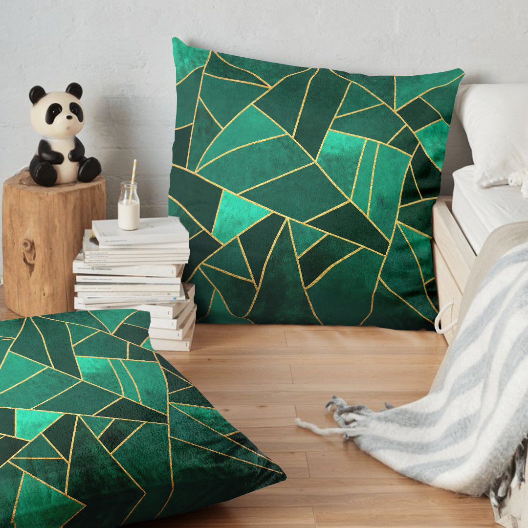 (26"x26") Supersoft Green Geo FLOOR Cushion Cover
